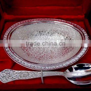Corporate and Promotional Gift, Wedding and Return Gift Silver Plated Bowl With Spoon photo-2