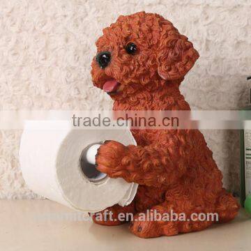 Artificial Cute Poodle Resin Animal Standing Toilet Paper Holder photo-2