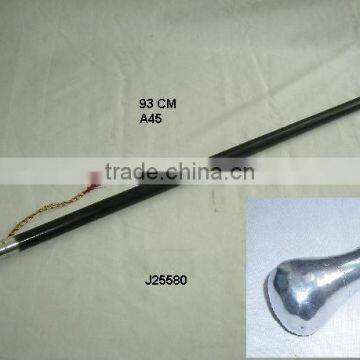 Aluminum Handle Wooden Walking Stick