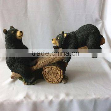 Custom Resin Handmade Playing Seesaw Bear Figurine photo-2