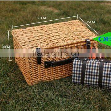 Rattan Material 4 Person Hand Woven Wicker Picnic Basket for Sale photo-3
