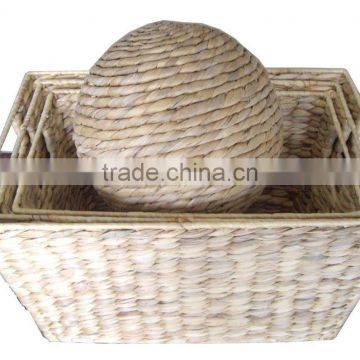 Water hyacinth basket and tray, frame iron storage basket and tray