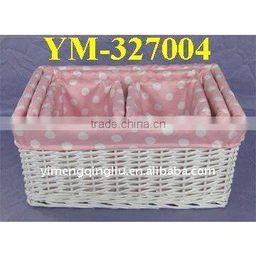 cheap wicker storage basket with pink liners