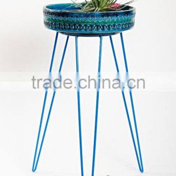 Garden Metal Wire Planter, hairpin planter, blue