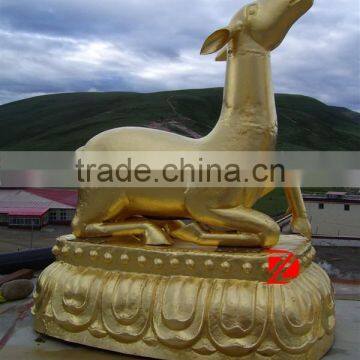 bronze goat sculpture in gold color outdoor animal statues