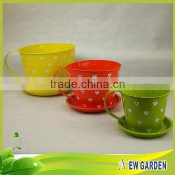 China supplier competitive price color coated cup and saucer flower pot