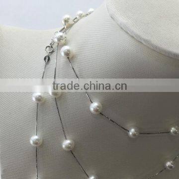 AAA 6-7mm Freshwater Pearl Necklace With White Silver Clasp photo-2