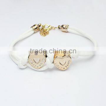 Double Hearts Wax Cord Braided Bracelet Handmade Friendship Bracelet photo-6