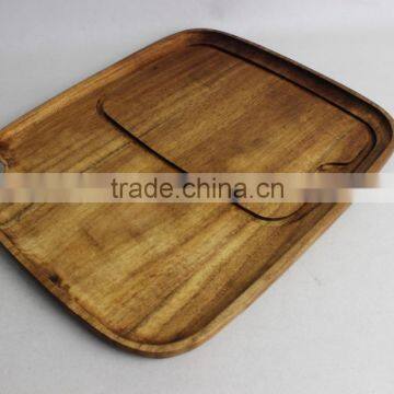Cheap Acacia Wood Plate Serving Fruit Plate Wooden Steak Plate