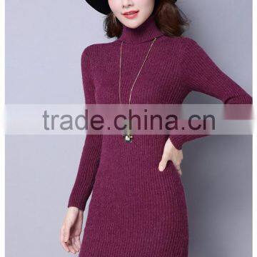 2016 Customized Manufacture Fashionable Wholesale Women Plain Color Dress Long-sleeve Spring Autumn Ladies Knitted Skinny Dress photo-4