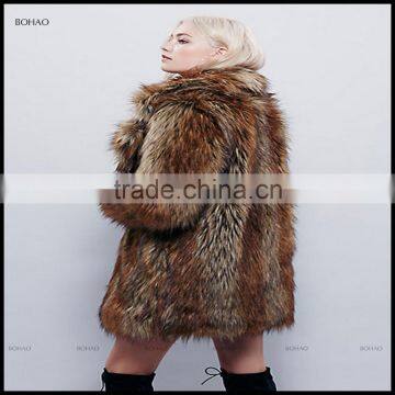European Style Winter Brown Designer Brand Name Fur Winter Coat photo-2