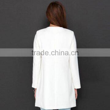 HAODUOYI Women Autumn Contrast OL Round Neck Long Line Trench Coat Outwear photo-6