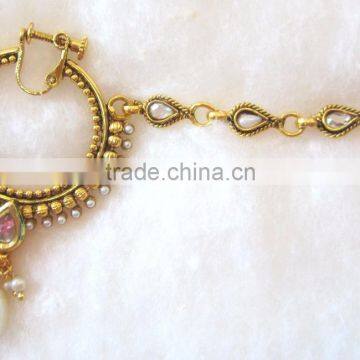 Polki HOOP NATH Press NOSE RING GOLD PLATED photo-2