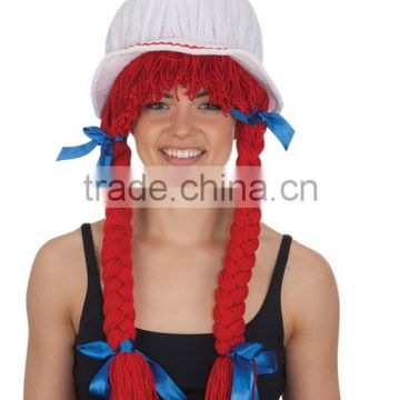 Adult Ragdoll Bonnet With Yarn Braids, ragdoll hat,ragdoll partydoll hat