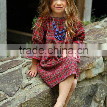 Hot Selling Children Clothes Frock Design Plaid 100% Cotton Fancy Kids Summer Dress photo-3