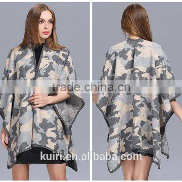 Female Bohemia Camouflage Knitted Acrylic Cardigans Kimono Plaid Cape Poncho Wool Scarf Shawl Women Lady photo-4