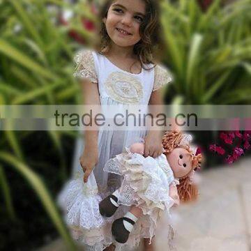 Long Sleeved Vintage Lace Trimmed Tea Length Dress Gown Girls Christmas Satin Nightgown photo-2