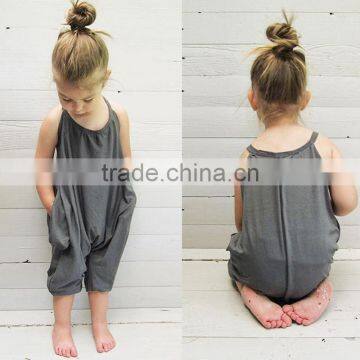 S17537A Fashion Kids Baby Girls Strap Cotton Romper Jumpsuit Harem Trousers Summer Clothes photo-2