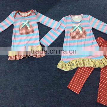 Long Sleeve Organic Cotton Baby Striped Halloween Pumpkin Baby Romper With Ruffles photo-2