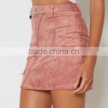 Runwaylover 130 Europe And American Style Ladies High Waist Suede Mini Skirt With Zipper photo-3