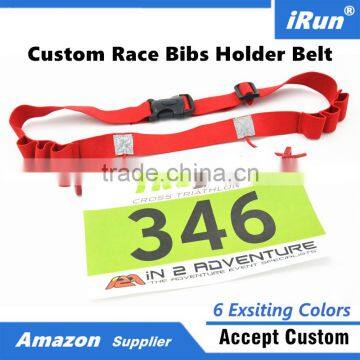 Triathlon Race Number Belt with 6 Energy Gel Loops for Runner - Adjustable Size Fits All - Bibs Number Holder Belt Manufacturer