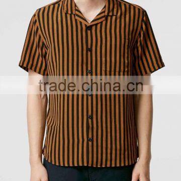 Hot Selling Latest Shirts Pattern for Men,fashion Bold Stripe Short Sleeve Shirts for Men 2016