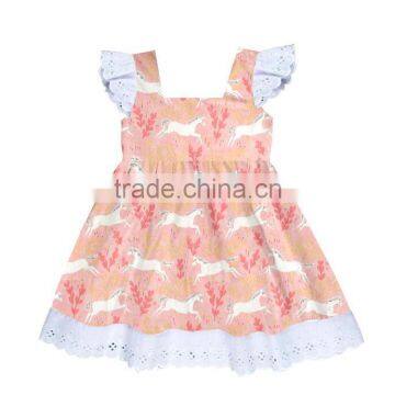 wholesale children's clothing baby clothing new style kids unicorn print dress high quality girl frock design