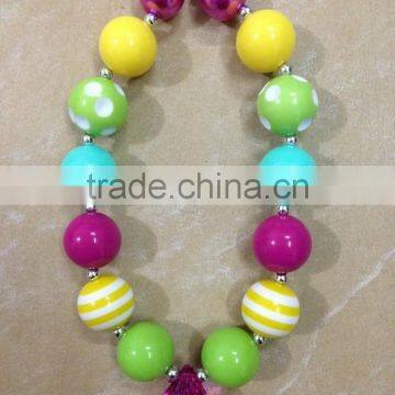 2014 new chunky bubblegum frozen necklace resin stripe beads kids necklace 2014 wholesale baby necklace baby beads necklace