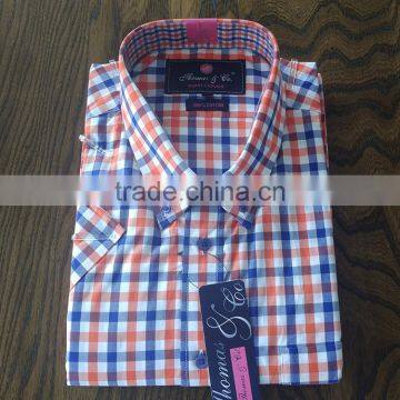 China factory Professional summer short sleeve shirt cotton plaids shirt men