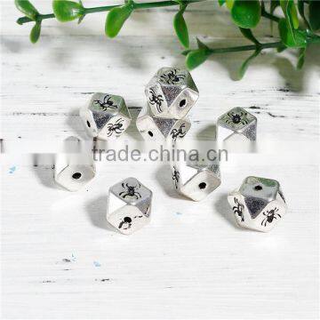 Zinc Based Alloy Spacer Beads Square Antique Silver Butterfly Faceted