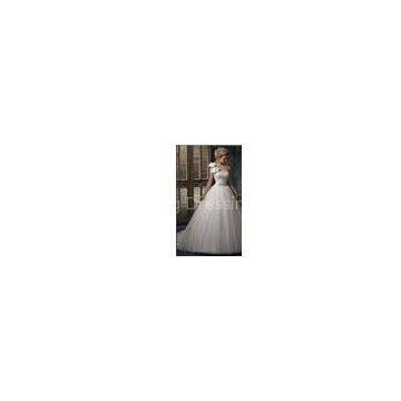 Ball Gown One Shoulder Flower Net Bridal Organza Lace Backless Wedding Dresses