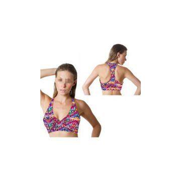 V Shape Floral Bra Top W Removbal Pad