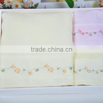 100 cotton satin embroidery flower towel