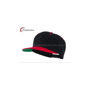 Black Red Two Tone Flat Brim Baseball Hats with Adjustable Plastic Snap