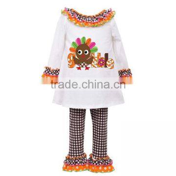2016 Yawoo Baby Girls Stripe Orange Tutu With Turkey Embroidery Dress 2 Pcs Kids Thanksgiving Clothing photo-6