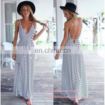 Wholesale New Stripes Women Hot Style Halter Dress