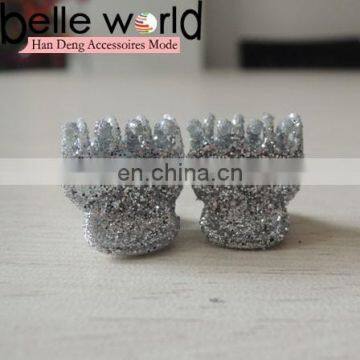 Silver Small Plastic Glitter Spring Onions Powder Hair Claw Clips For Girls Kids Mini