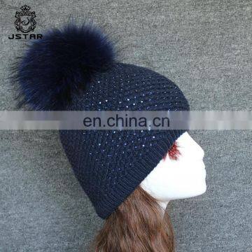 Performance Winter 100% Acrylic Knit Beanie Pompom Fur Hat