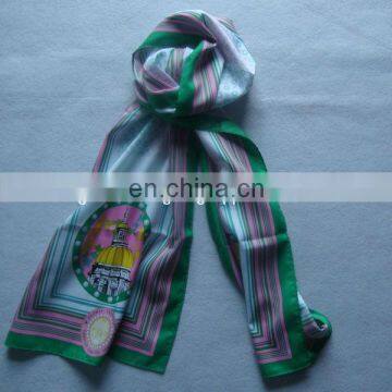 Long Printed Polyester Satin Scarf MOQ 200pcs