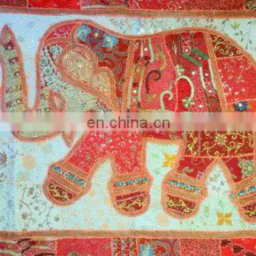 Wall Decor Elephant Tapestry Patchwork Embroidered Hippie Sequins Heavily Handmade Vintage Embroidered, TAPESTRY & Elephant