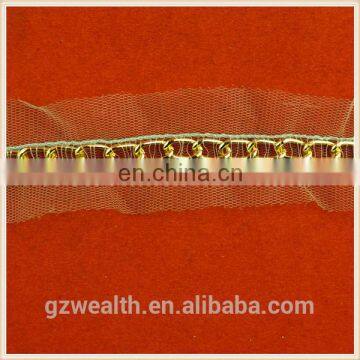 Hot Sale Fashion Tulle Lace With Gold Metal Chain for Garment Decorations photo-2
