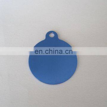 blue round shape anodized pet tag