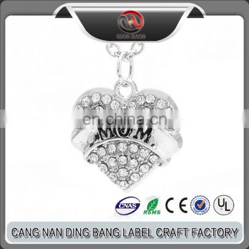 Wholesale High Quality OEM Custom Engraved Logo Sliver Diamond Metal Bead Pendant