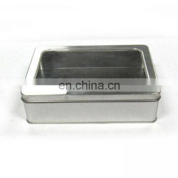 Plain rectangular gift tin box with window