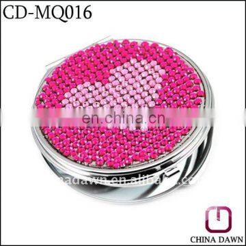 Souvenir Gift Pink Jeweled Round Hand Mirrors with heart CD-MQ016