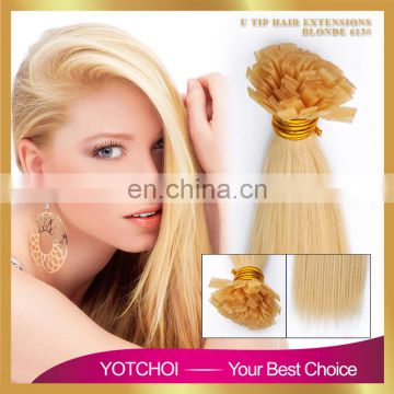 Factory Price Double Drawn Blonde Remy Keratin U/I/V/FLAT Tip Hair Extension