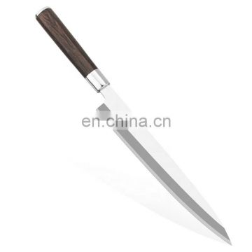 Wooden handle sharp stainless steel slicing knife blade