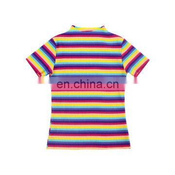 2019 Wholesale Fashionable Boutique Shirt Newest Serape Design T Shirt Girl Comfortable Ribbed Strip Toddler Shirt