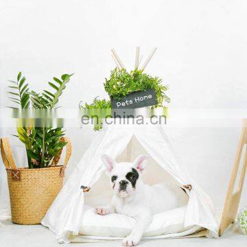 Pet Teepee Dog Canvas Cat Bed Portable Dog Teepee Tents Washable Pet Houses photo-4