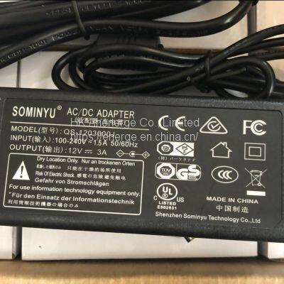 Waterproof 12V 5A Power Adapter with 2m DC Plug for Industrial Applications